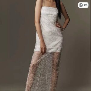 BHLDN White Textured Maxi Dress with Delicate Straps